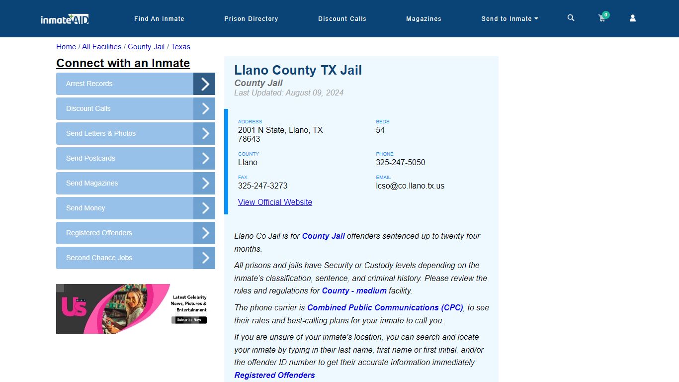 Llano County TX Jail - Inmate Locator