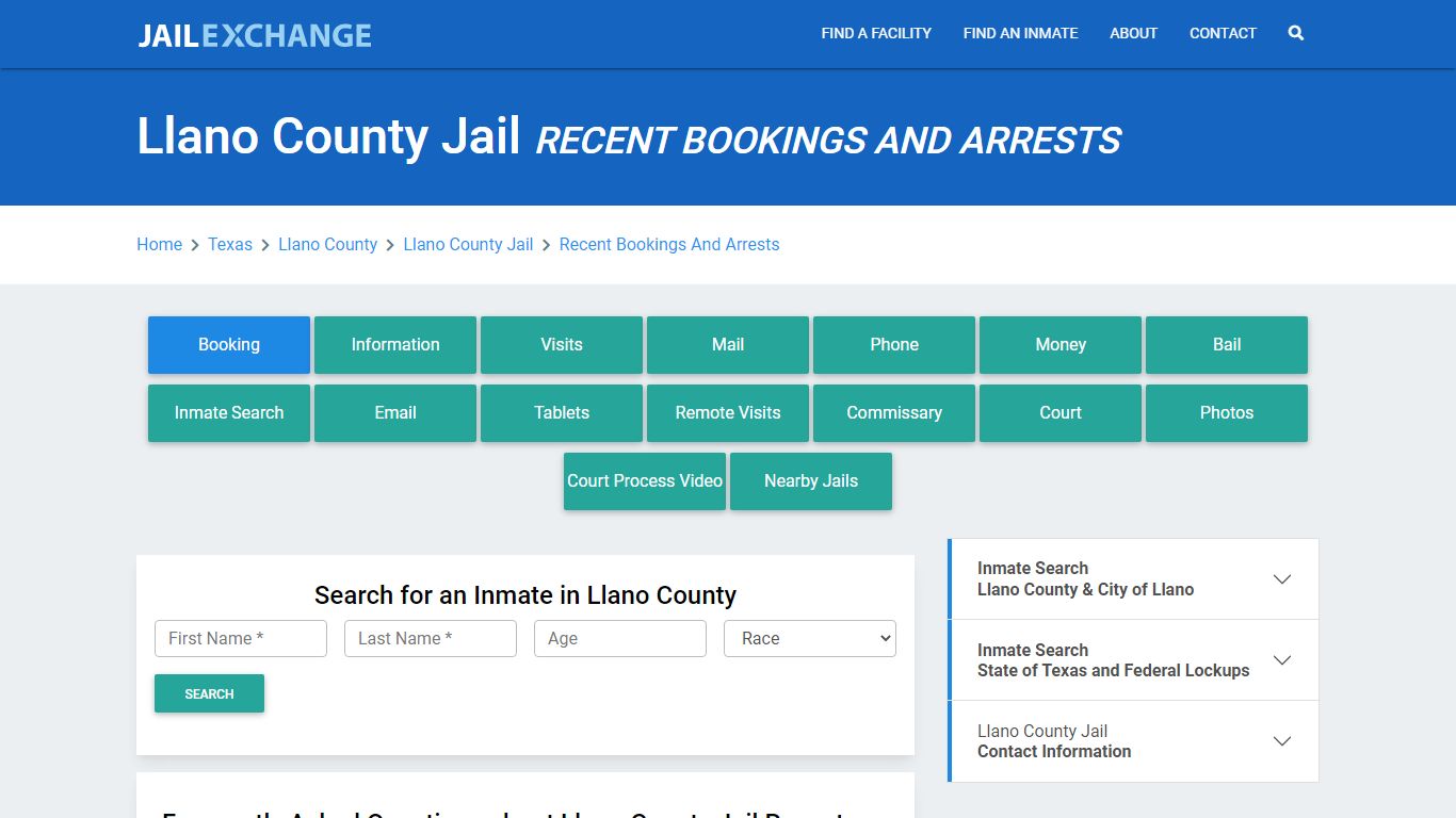 Llano County Jail Recent Bookings And Arrests - Jail Exchange